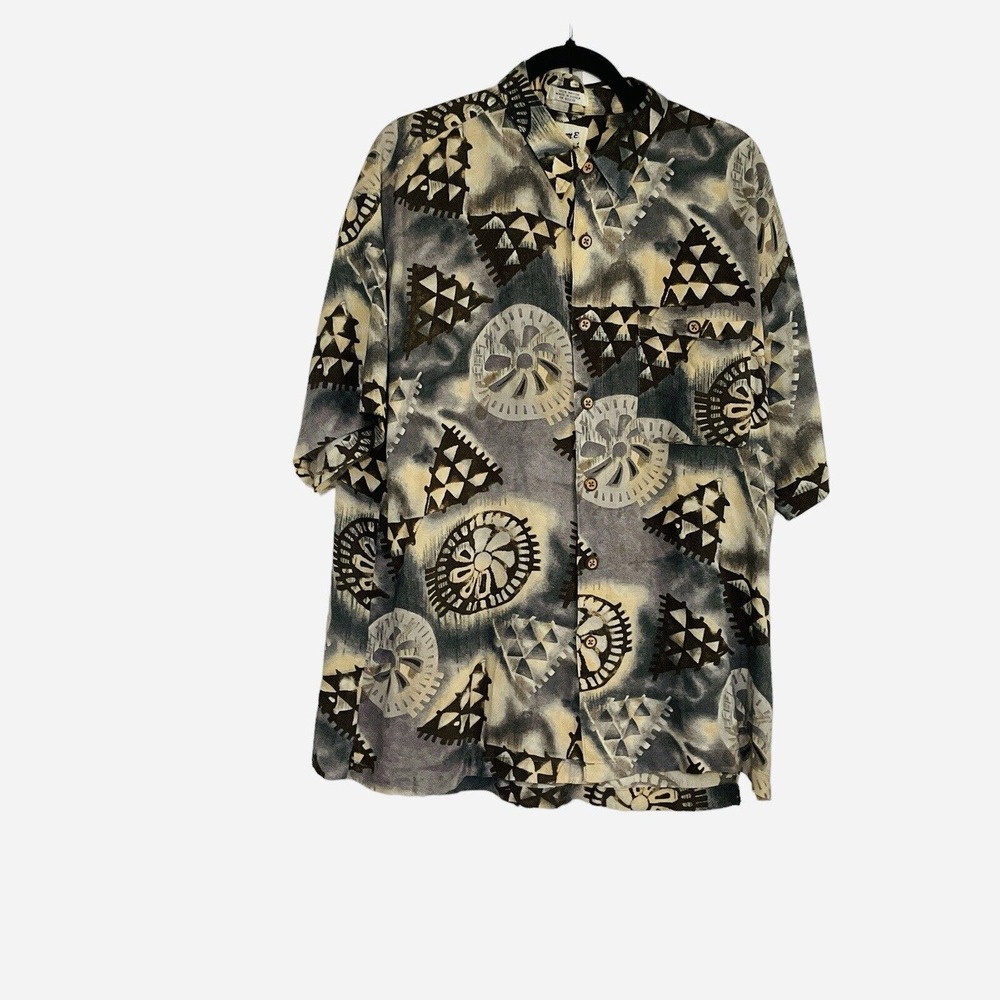 Vintage M.E. Sport Hawaiian Button Down Short‎ Sleeve Shirt Size XL
